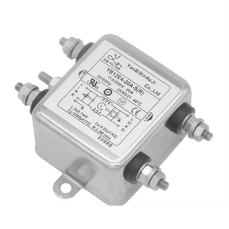 Geliştirilmiş 20A AC/DC Tek Fazlı EMI Filtresi Geniş Frekans aralığı 150KHz-30MHz