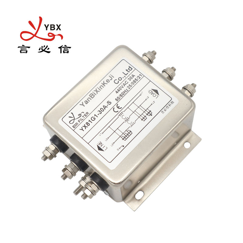 YX81G1 Üç Fazlı Filtre 115V 250V 30A M4 Vurucu Terminal EMI Motor Sürücüler İçin RFI Filtre